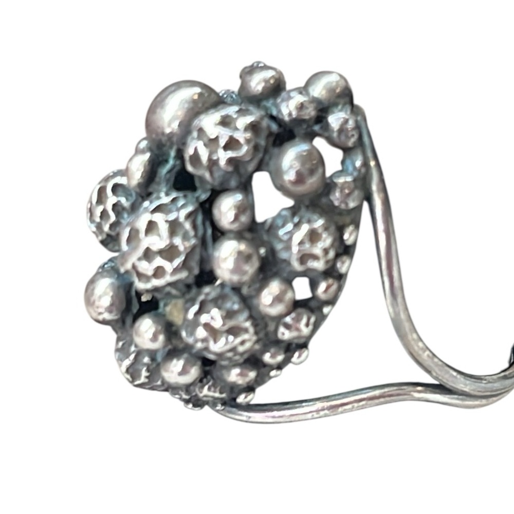 Vintage 925 Sterling Silver BEAU Modernist Textured Ring Adjustable
